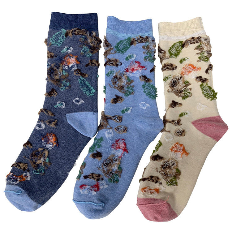 Настройка Jacquard дизайн Чулки для экипажа Милый и забавный мультфильм для взрослых унисекс